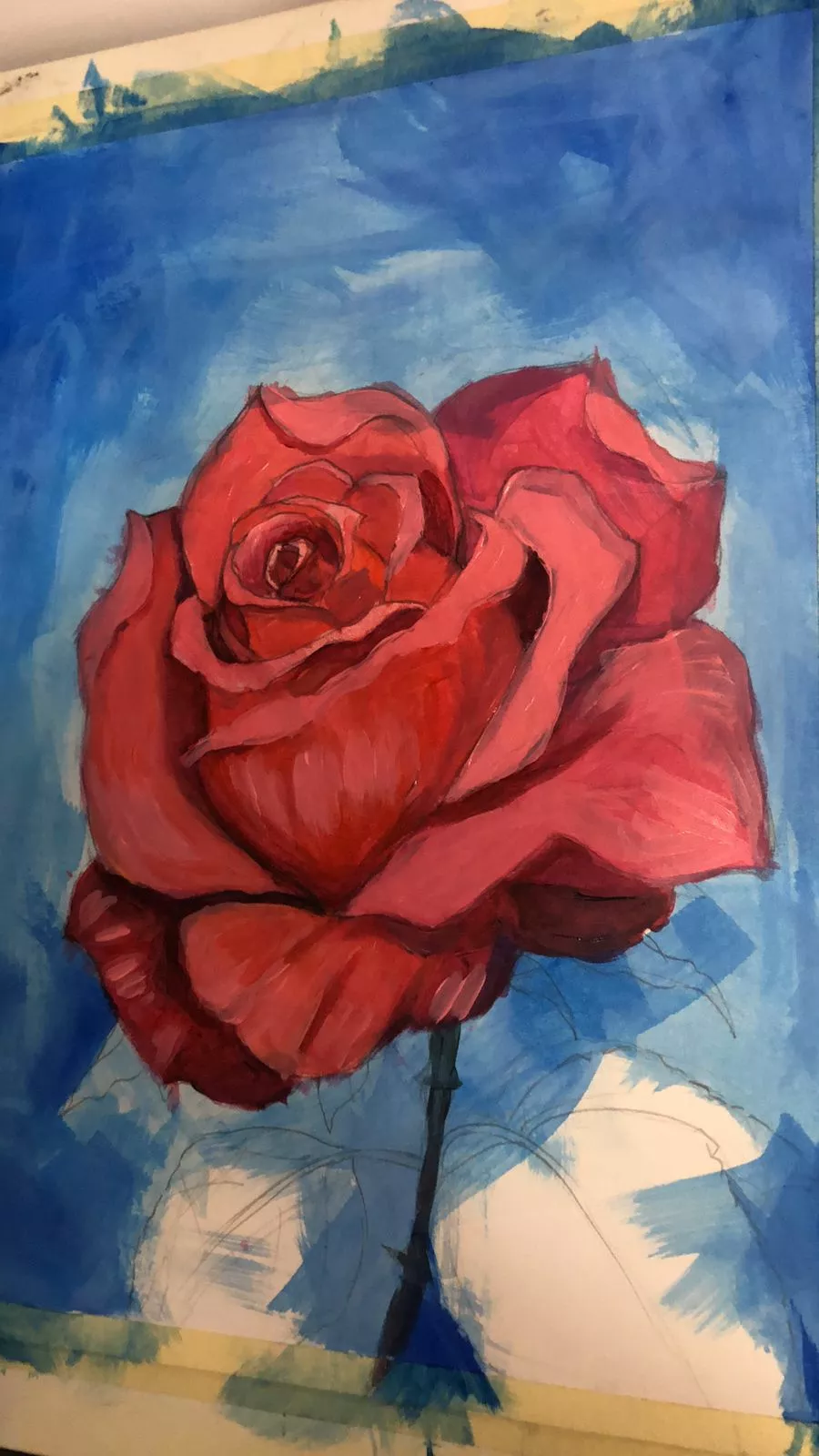 die Details einer Rose in Acryl malen