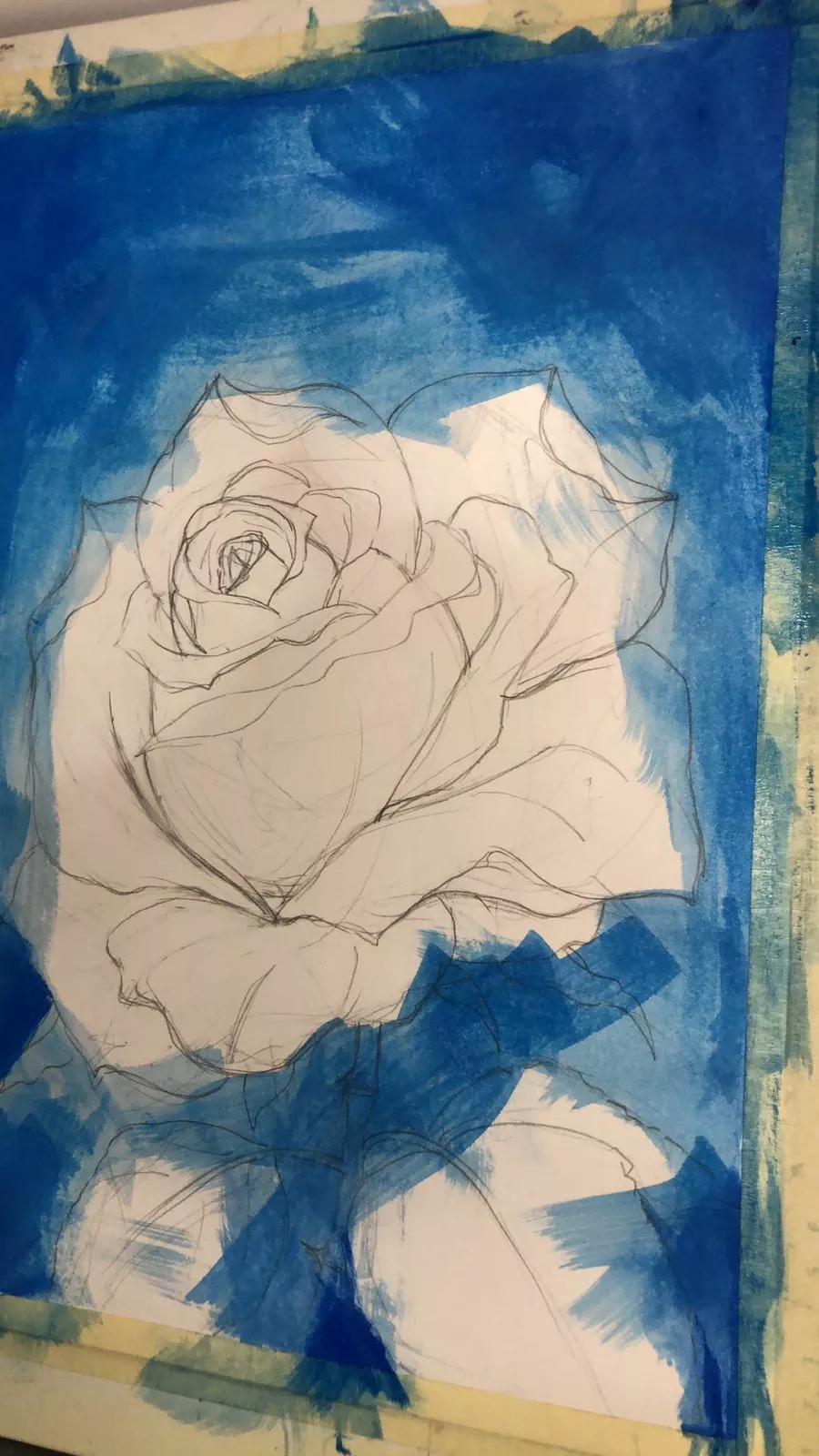 den Hintergrund hinter der Rose mit Acryl malen