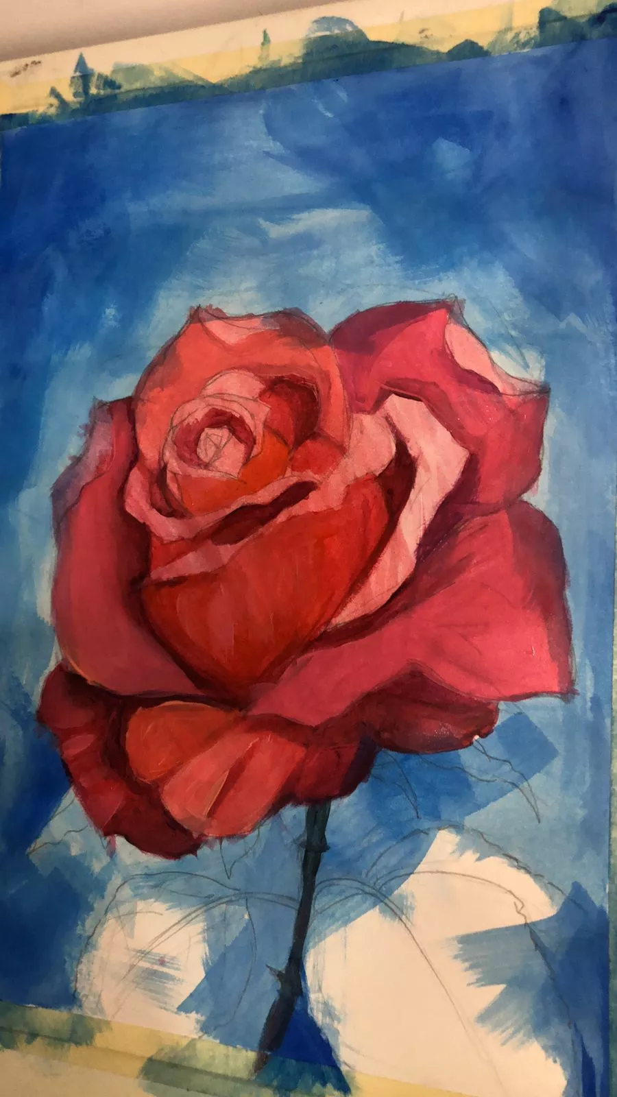 ein rosa mit Rottönen in Acryl malen
