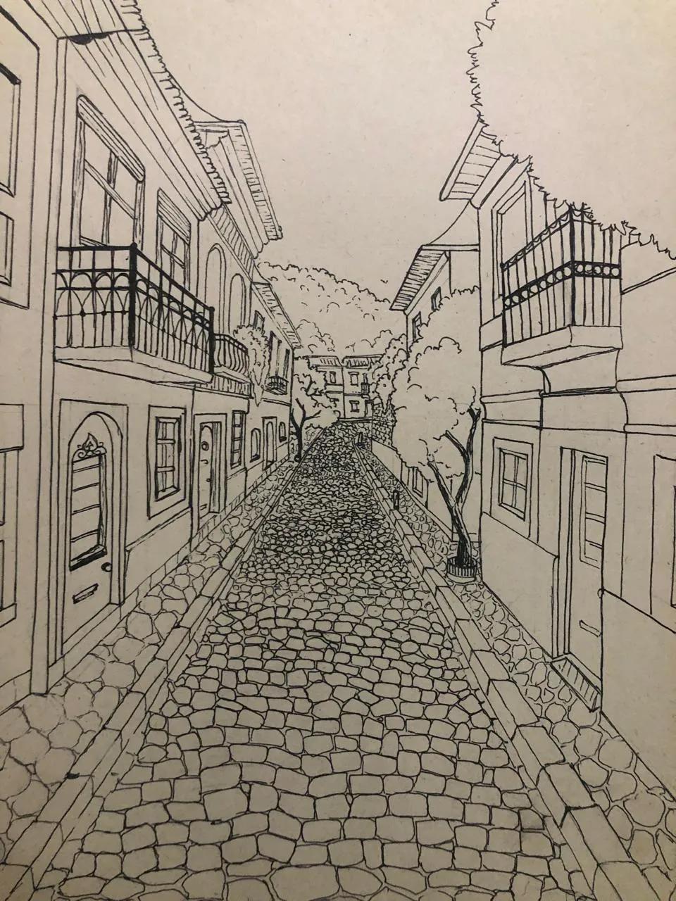 dessiner les détails d’une rue en perspective