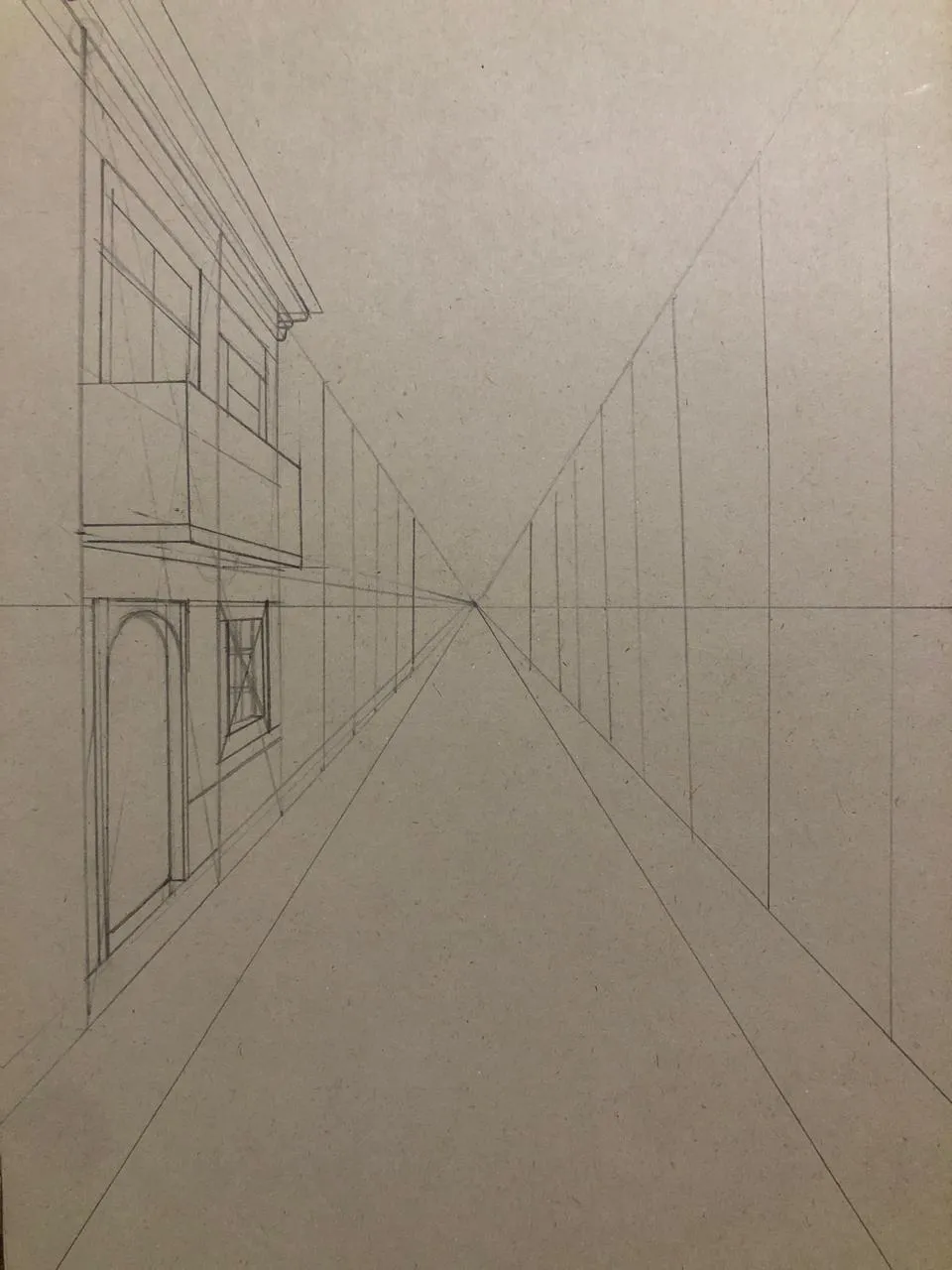 dessiner une maison dans un rue en perspective