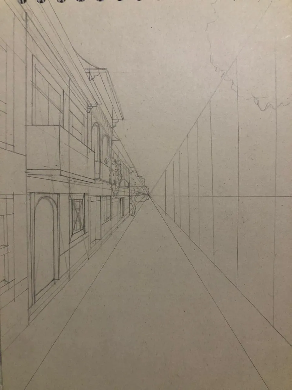 dessiner les maisons voisines dans une rue en perspective