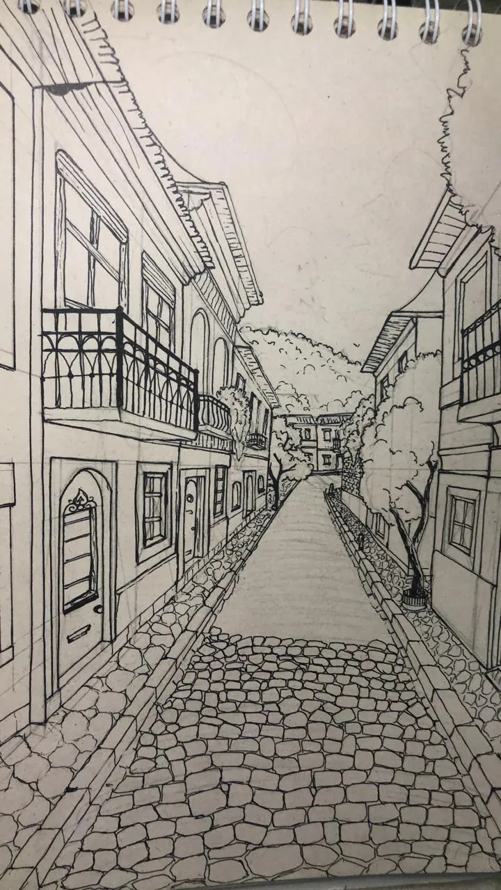 dessiner les pavés d’une rue en perspective