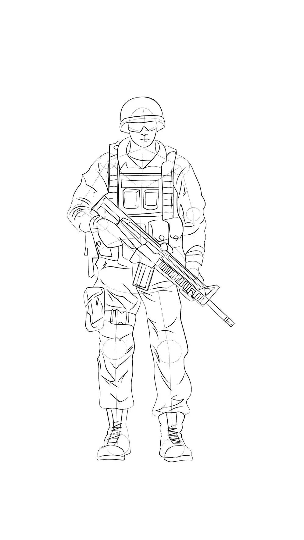 dessin des ombres d’un soldat