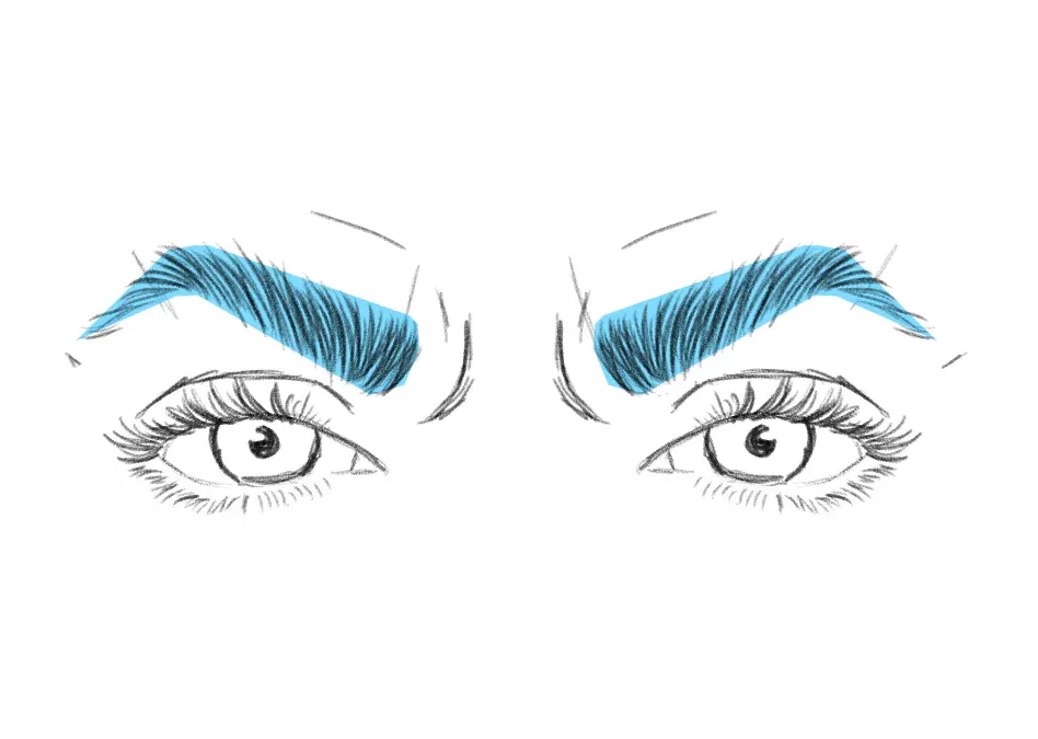 dessin de sourcils sur un visage en colère