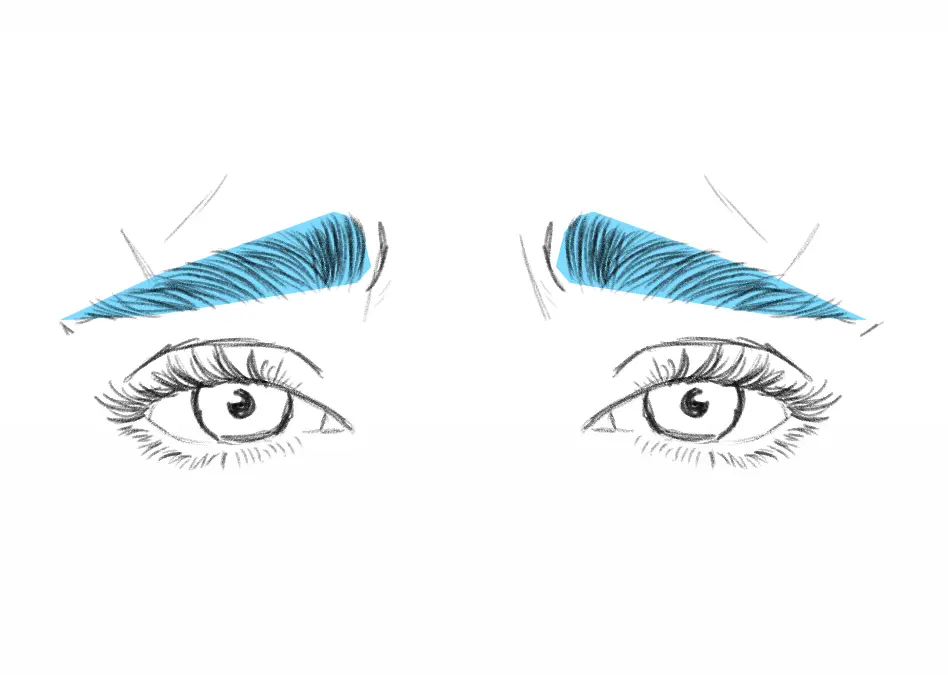 dessin de sourcils sur un visage triste