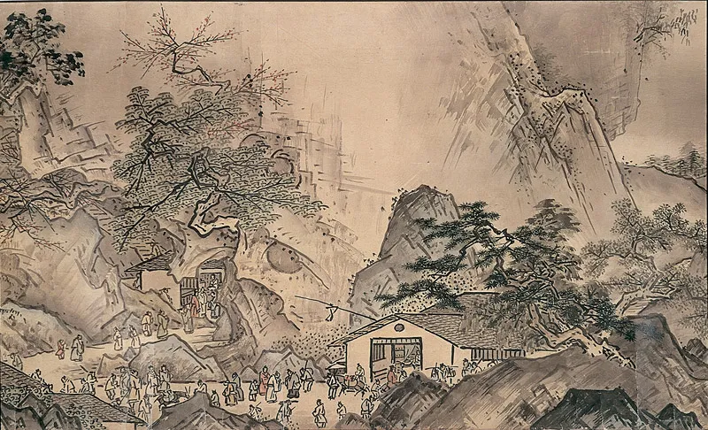 pintura sumi-e: Paisaje de las cuatro estaciones de Sesshū Tōyō