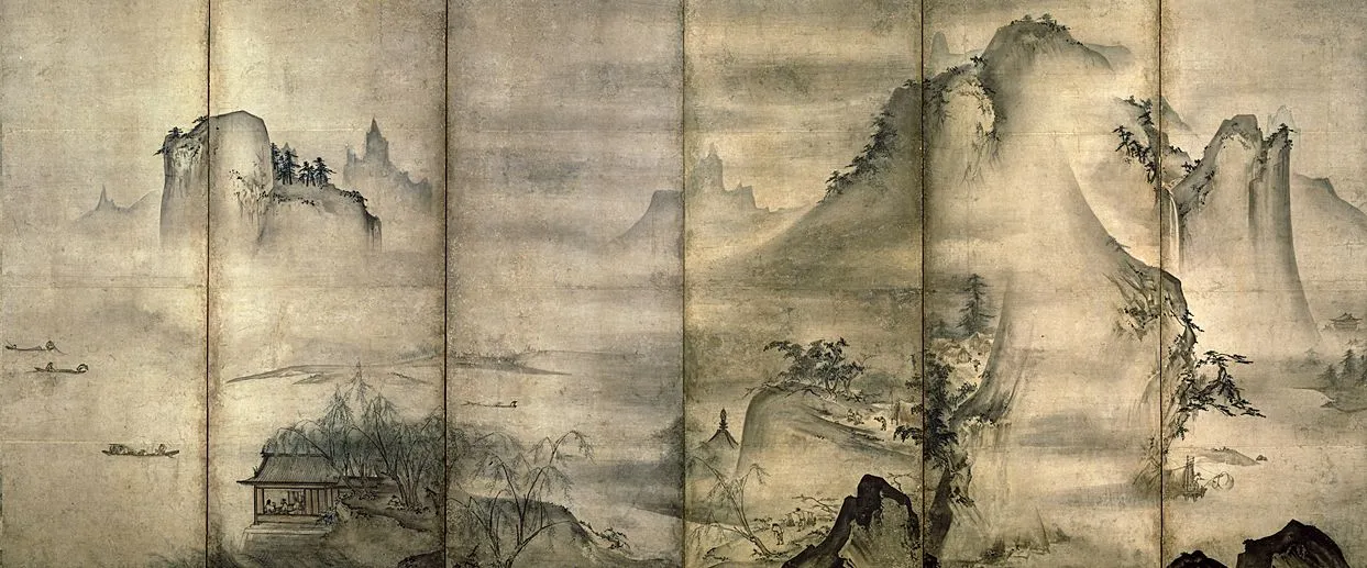 pintura sumi-e: Paisaje de las cuatro estaciones de Tenshō Shūbun