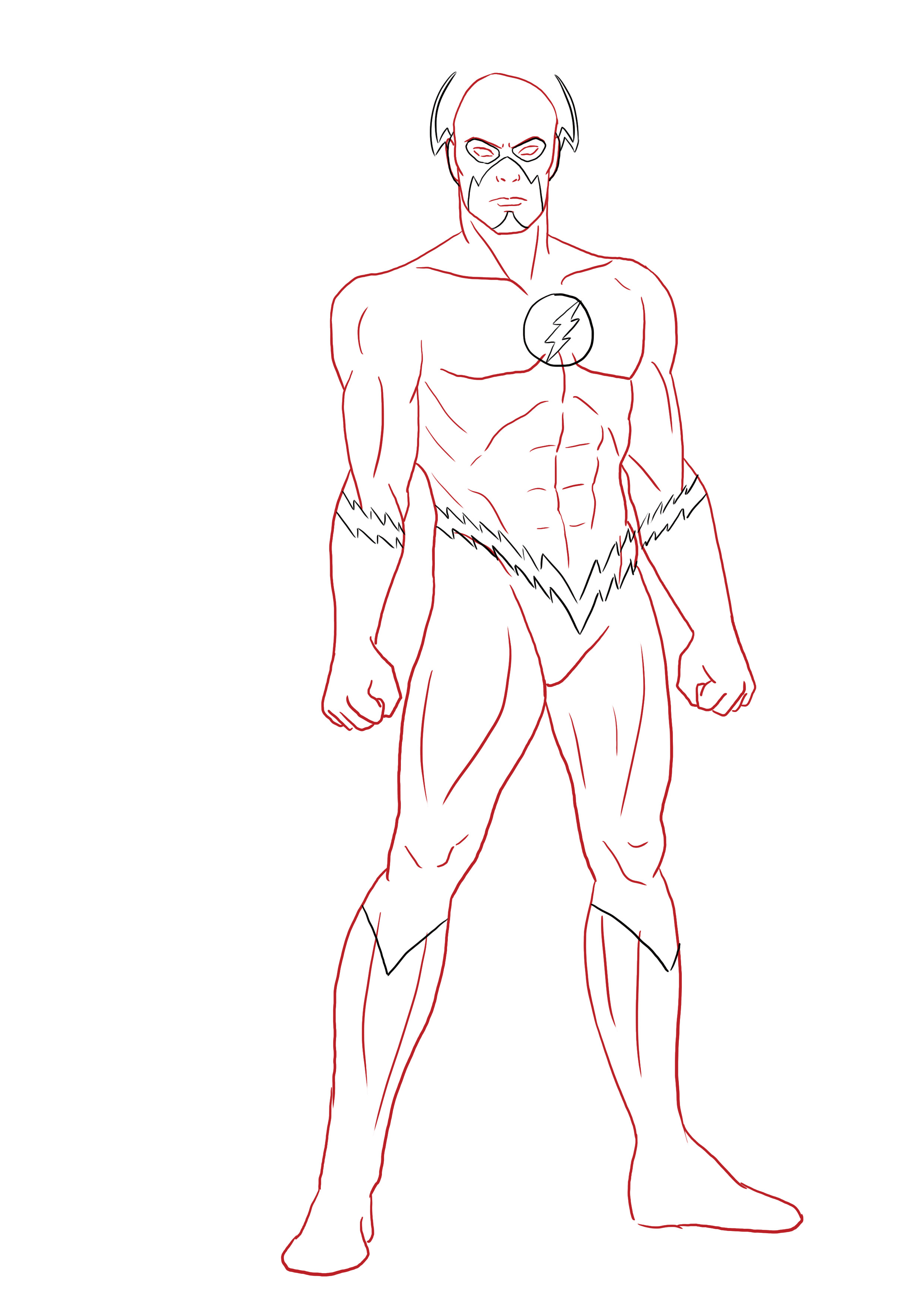 dessiner un super héros : flash étape 2