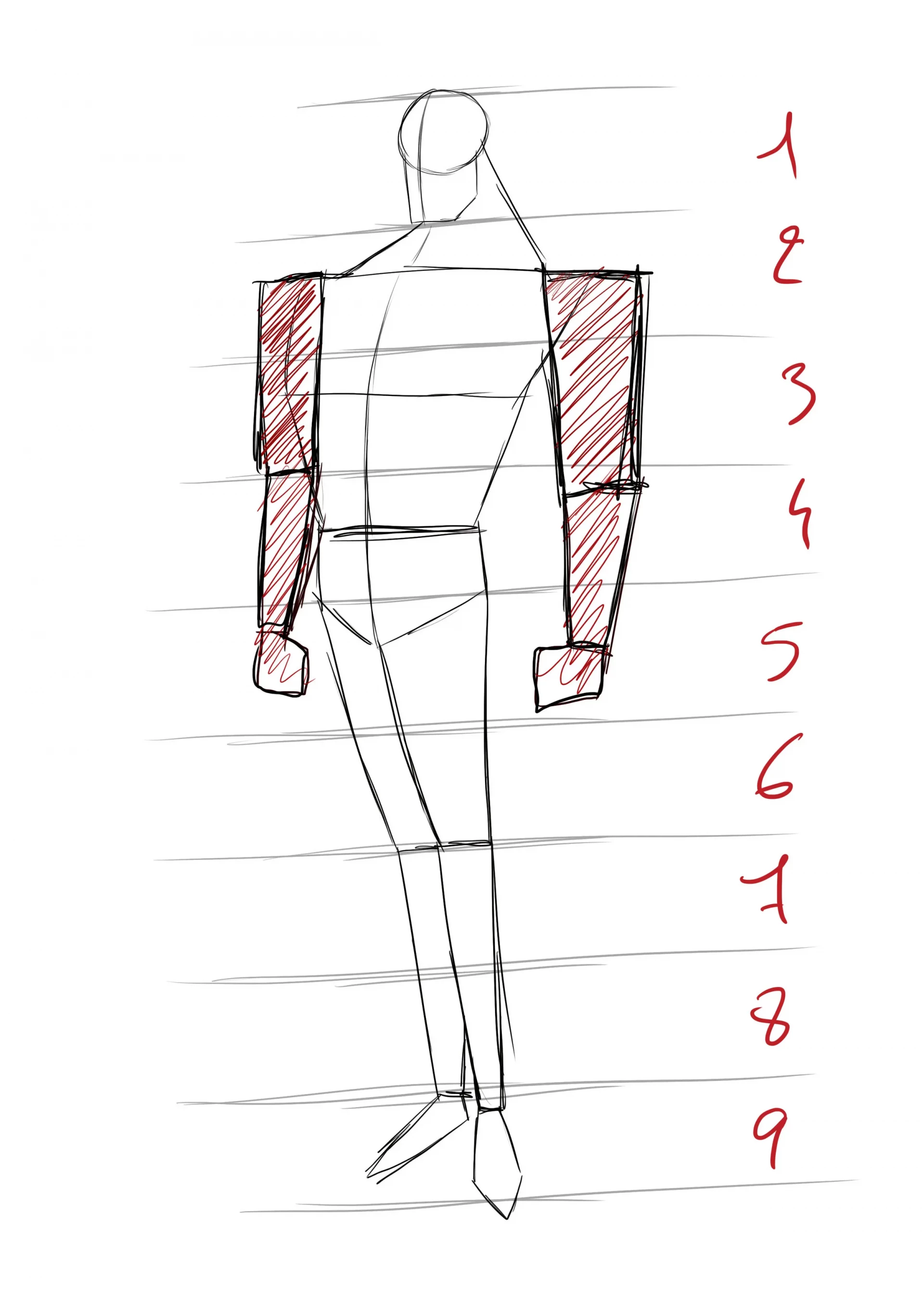 the base of the drawing with Superman's hands