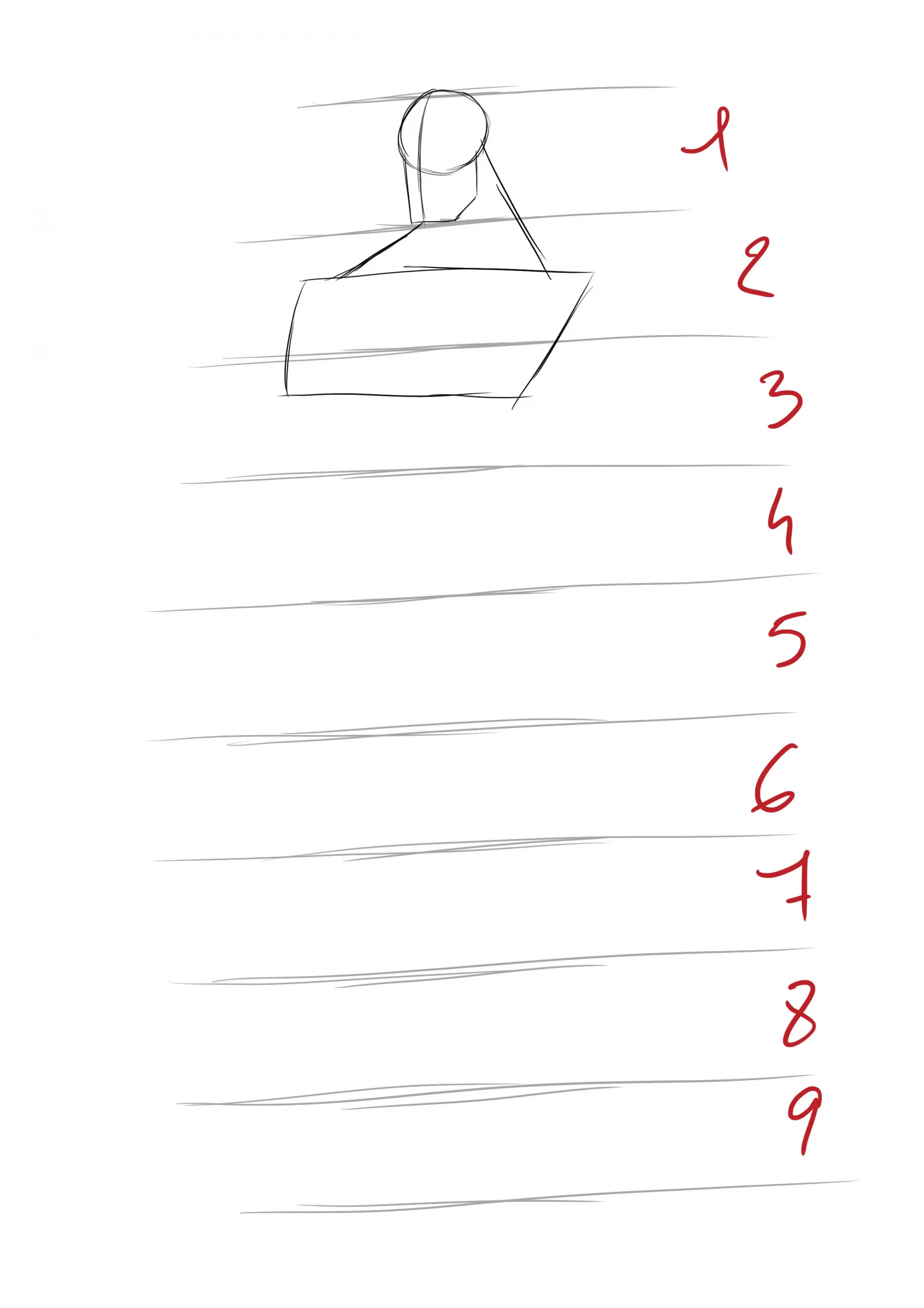 the base of the drawing with Superman's head