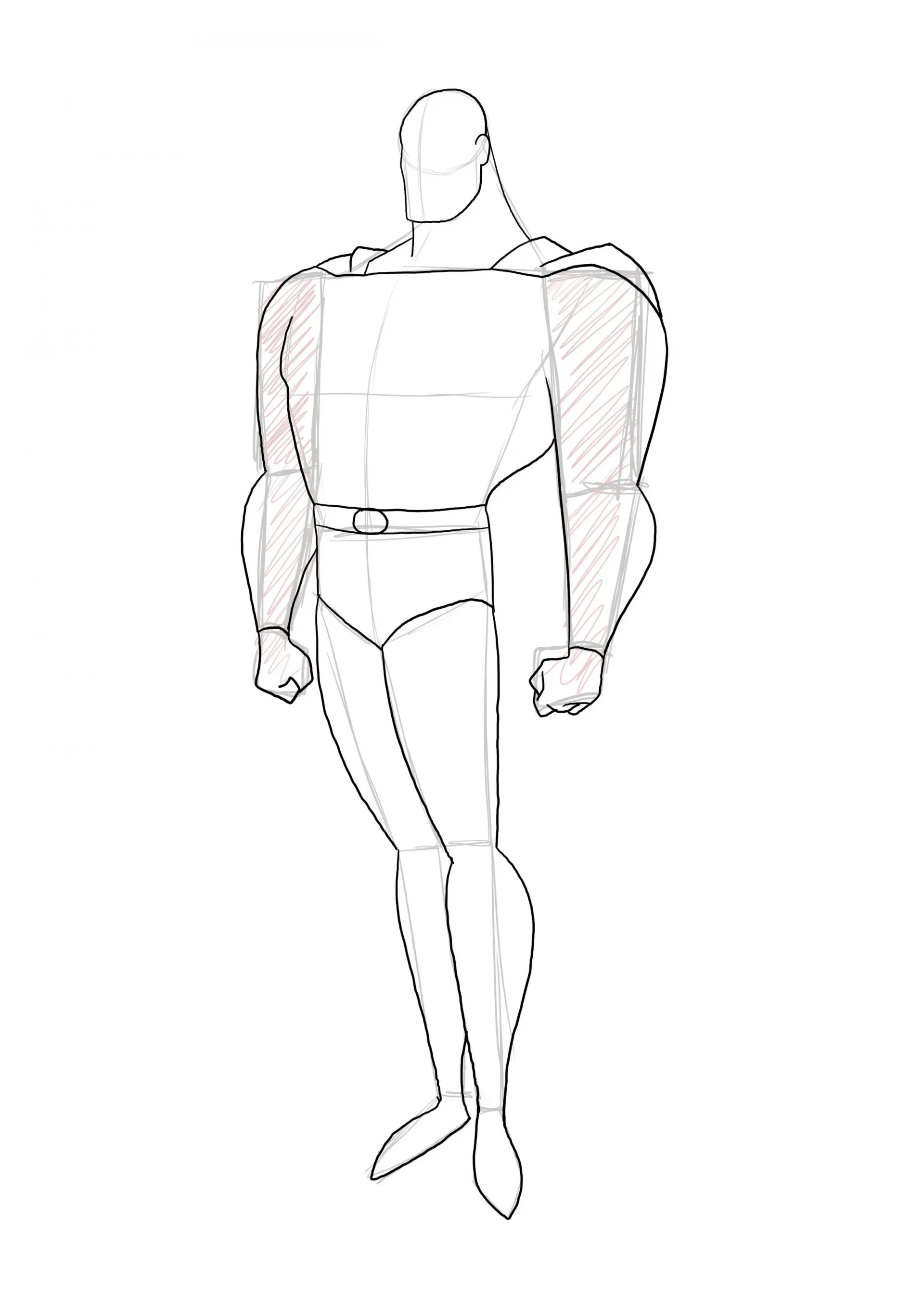 draw the finishing of Superman's legs