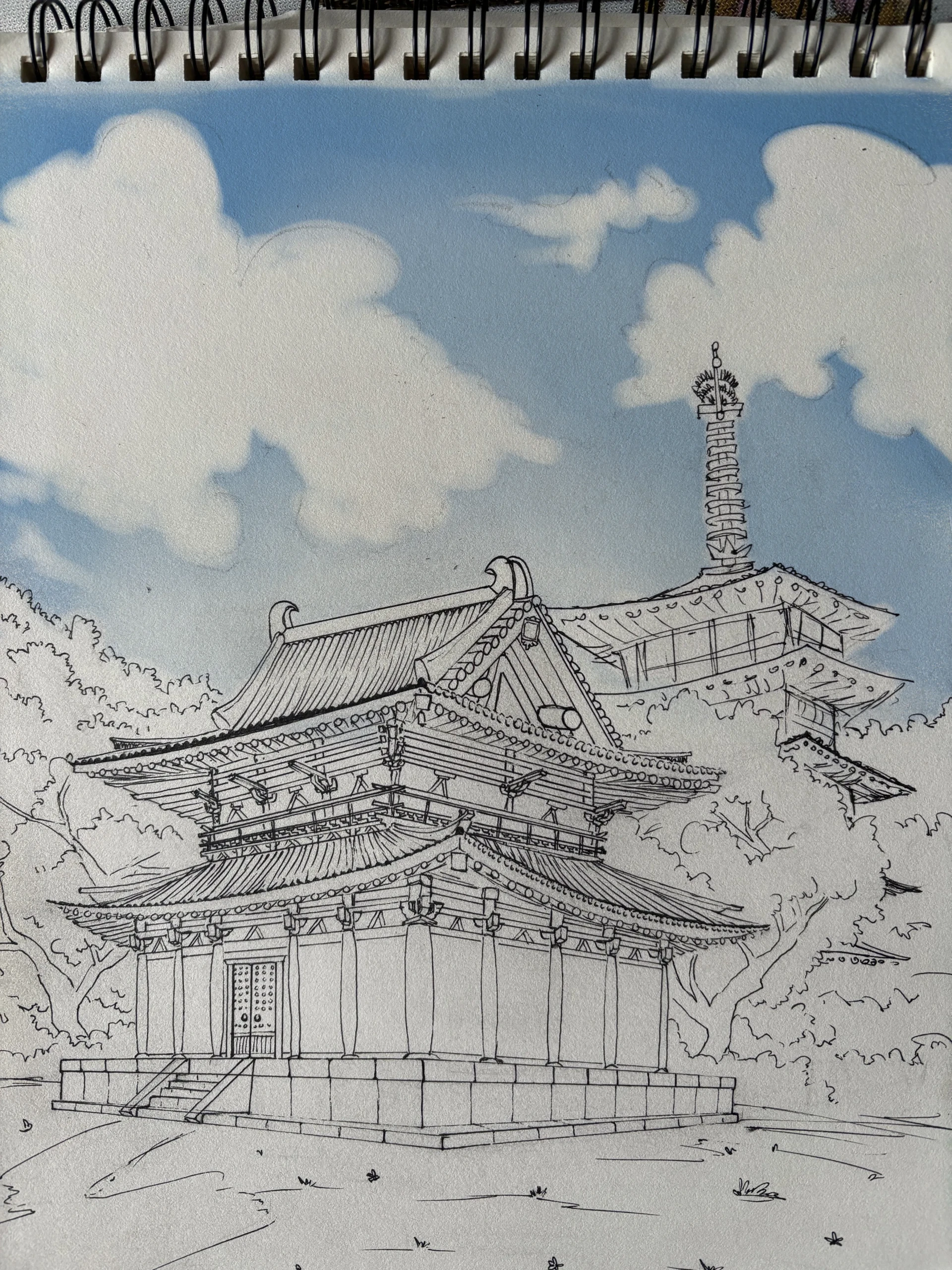 dessiner la couleur d’un temple japonais