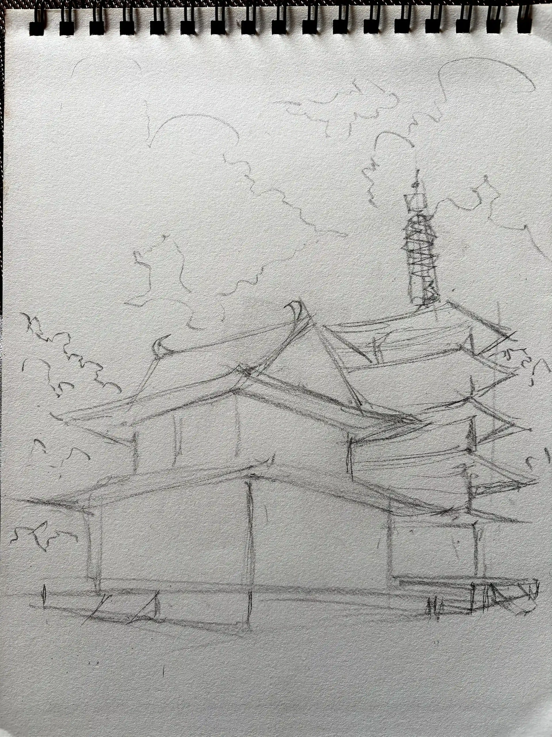 dessiner la pagode d’un temple japonais