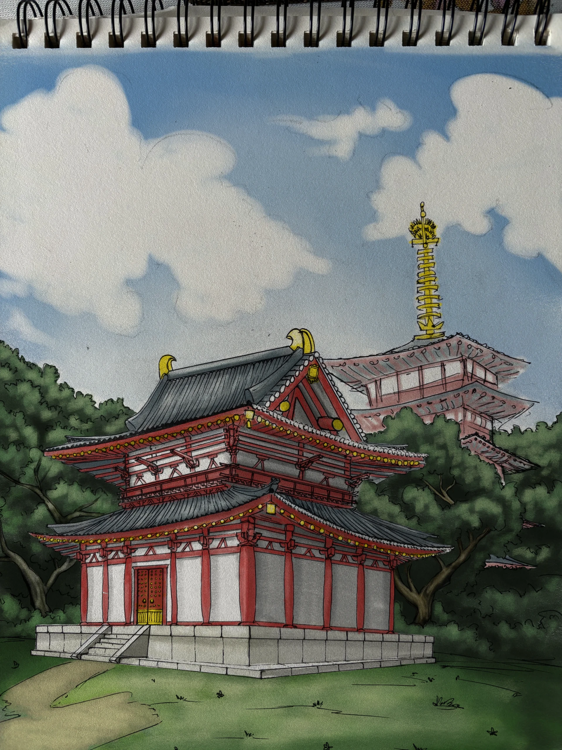 dessin d’un temple japonais