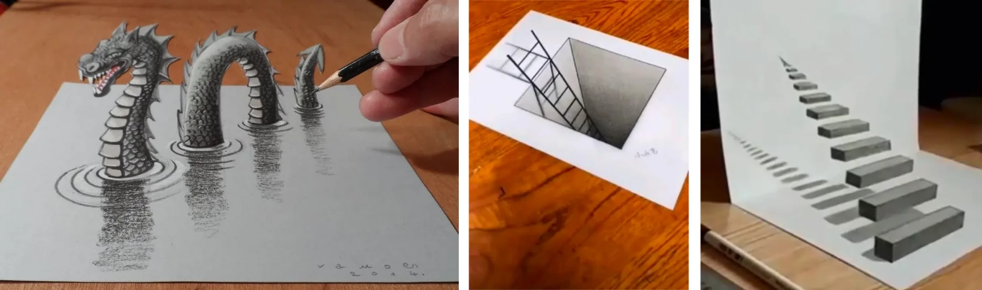 exemples de dessins en trompe-l’œil