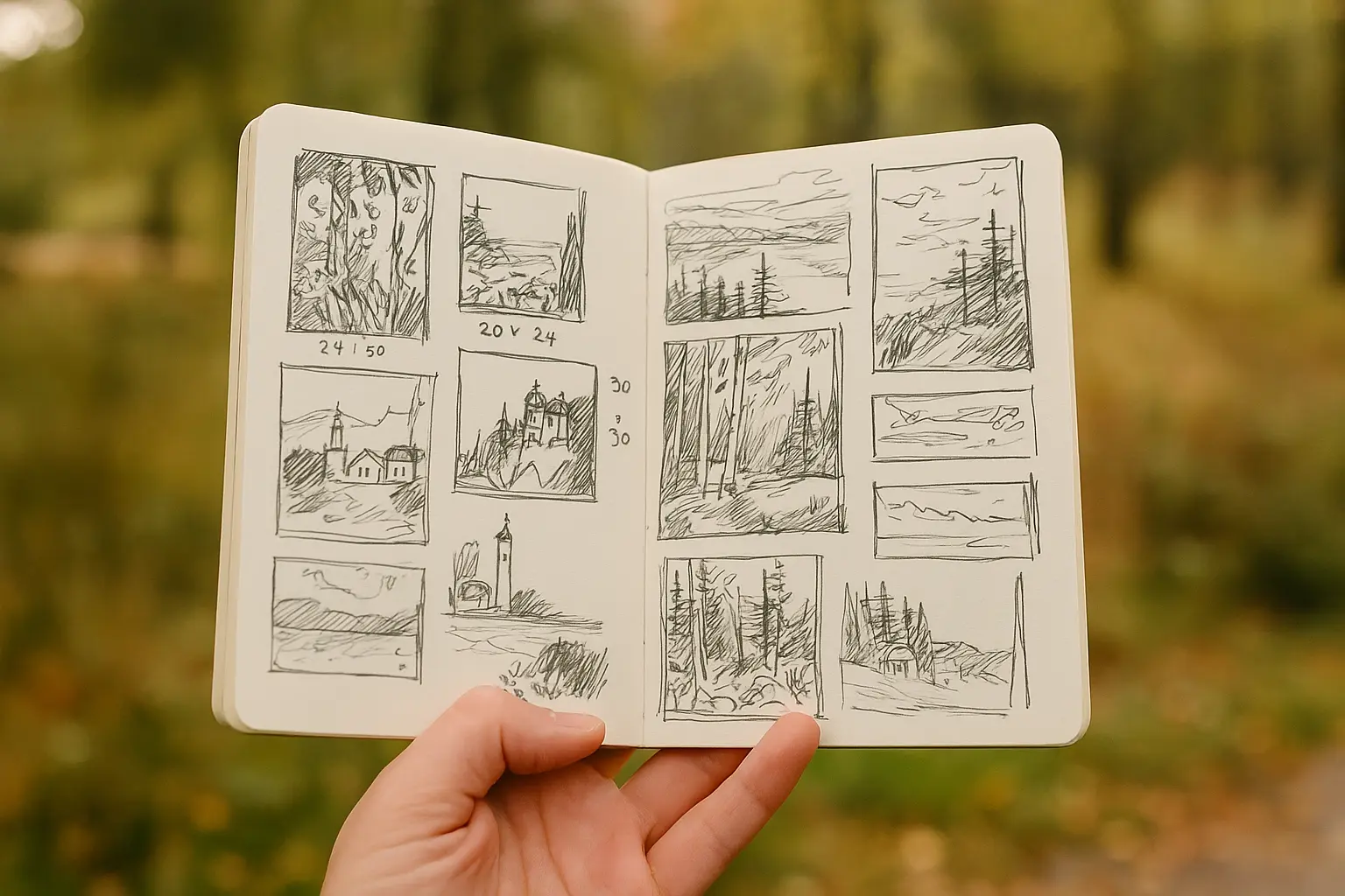 cuaderno de viaje con dibujos de urban sketching