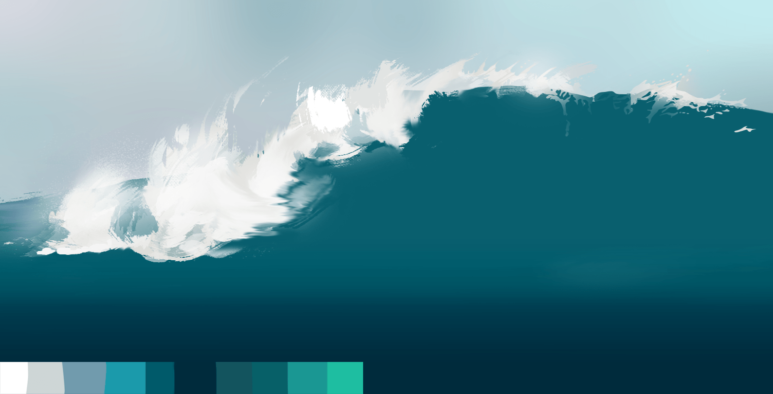couleur de l’eau et de l’écume de la vague
