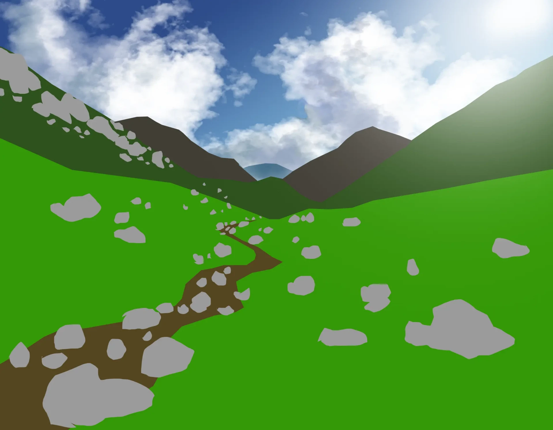 draw the sky of a valley