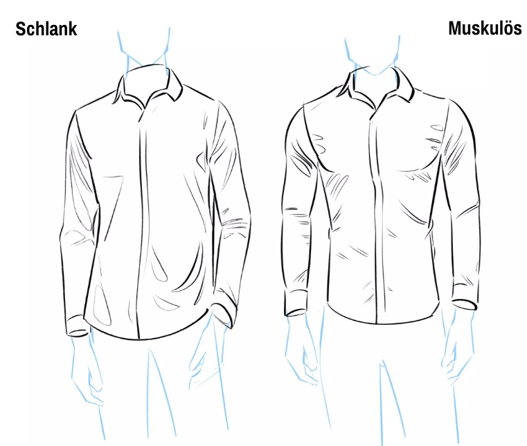 Zeichnung der Falten eines Hemdes