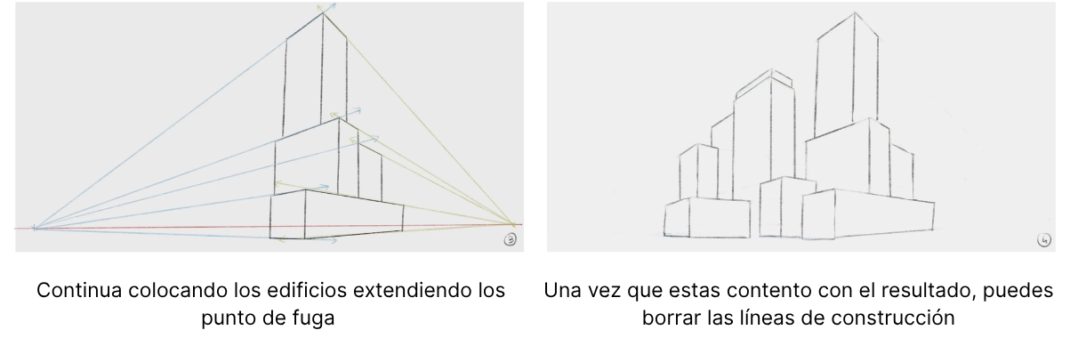 dibujar los edificios de una ciudad en perspectiva