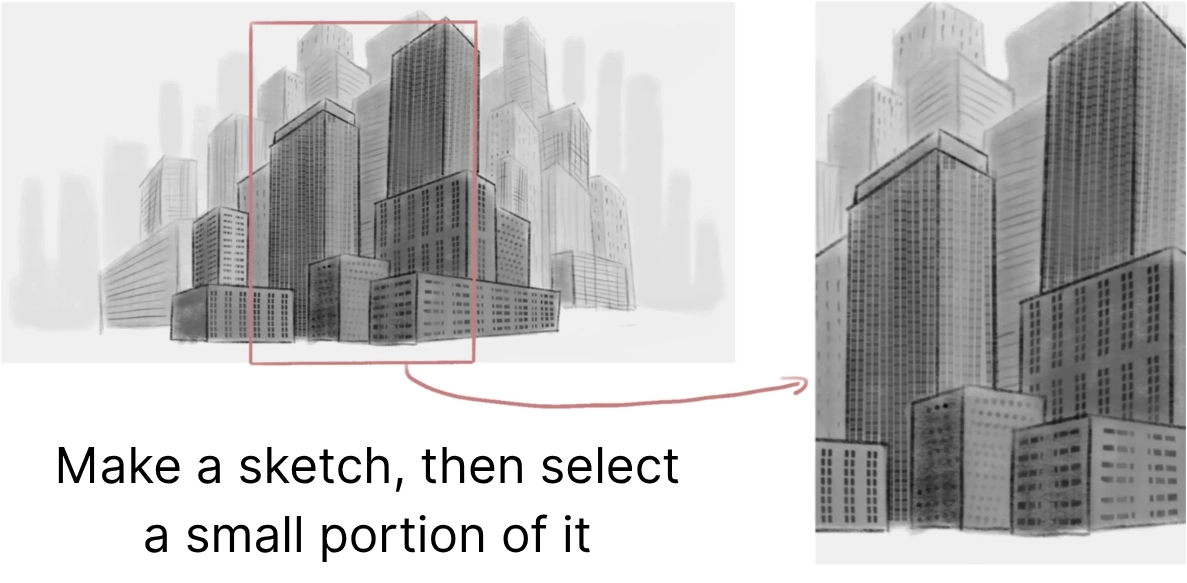 sketch of a city in perspective