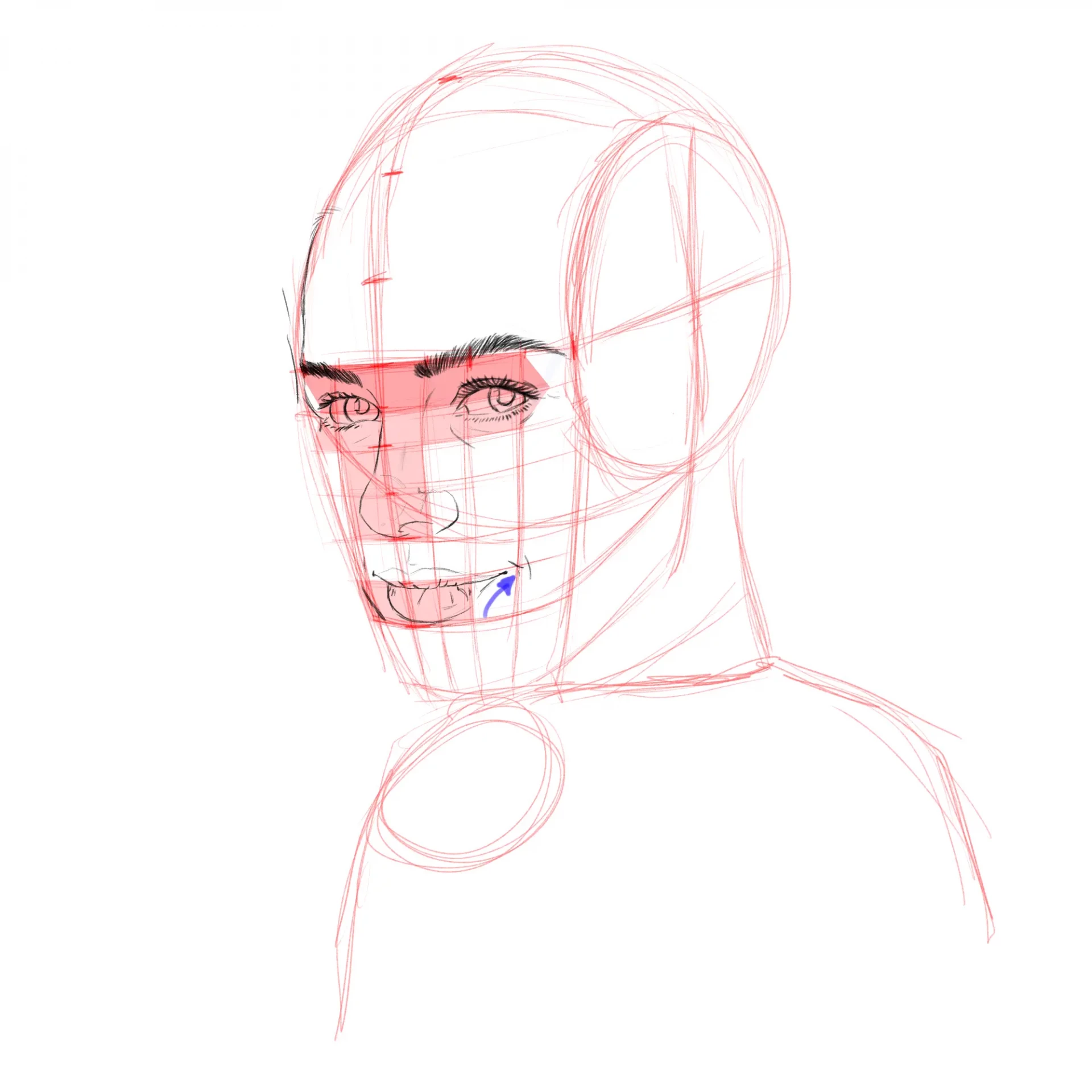 dessiner la bouche d’un visage en noir et blanc