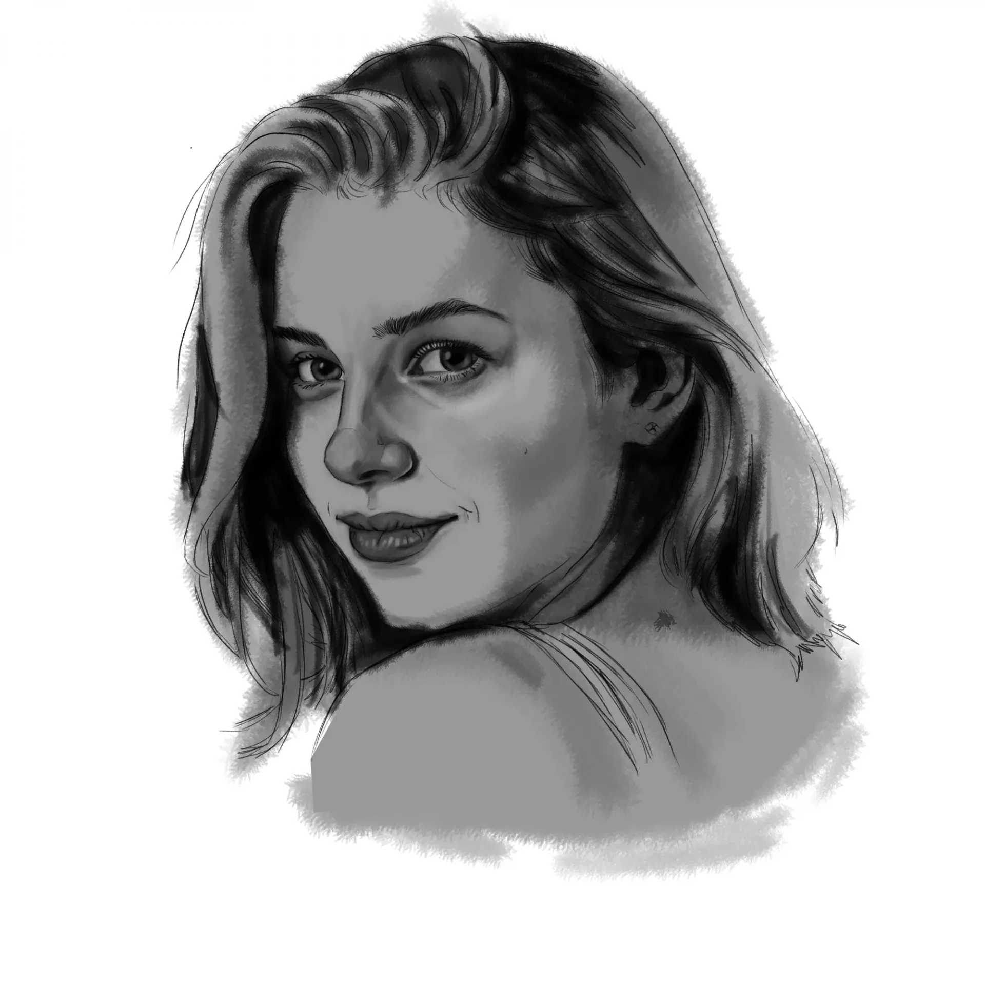 dessiner les lèvres d’un visage en noir et blanc