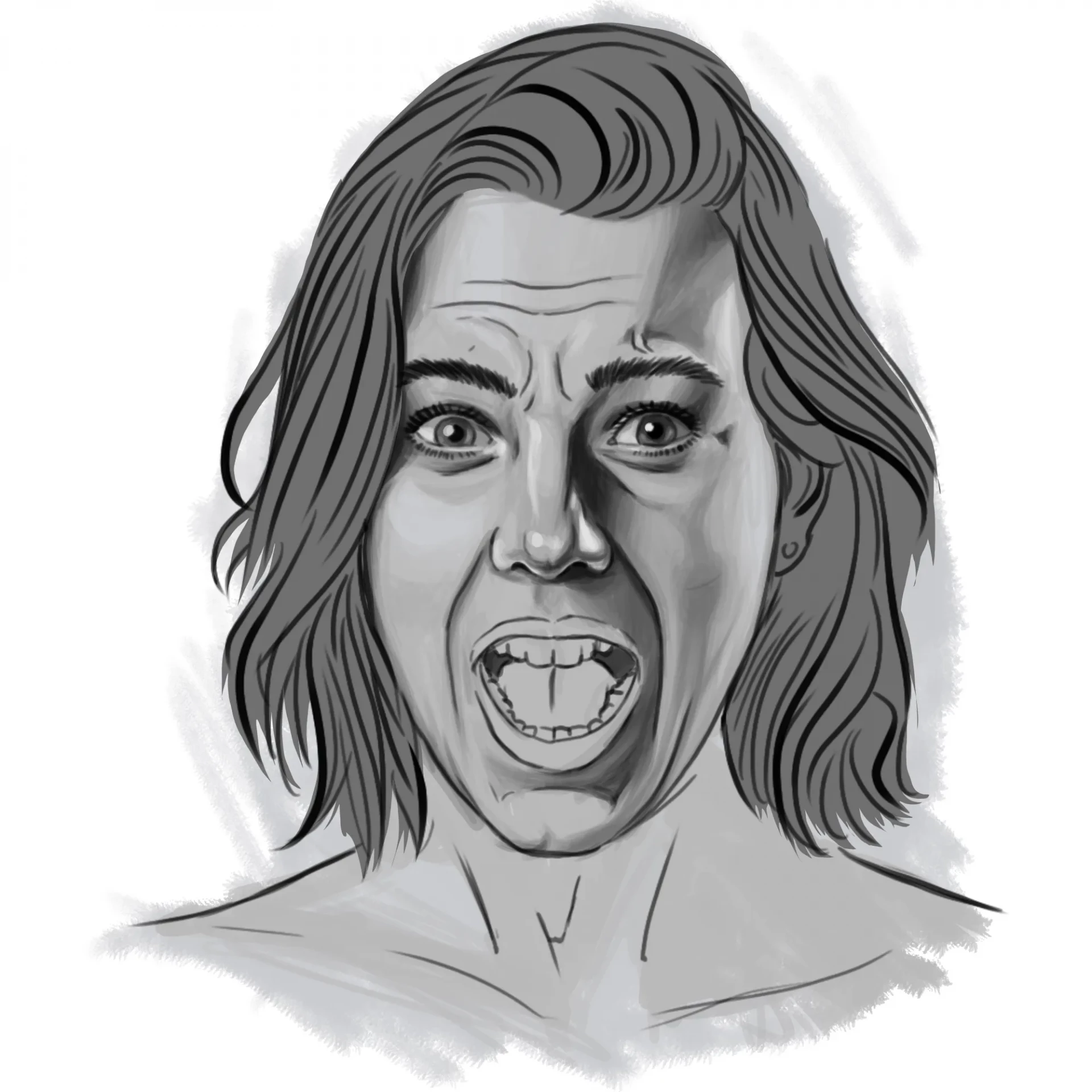 dessiner les contrastes d’un visage qui a peur