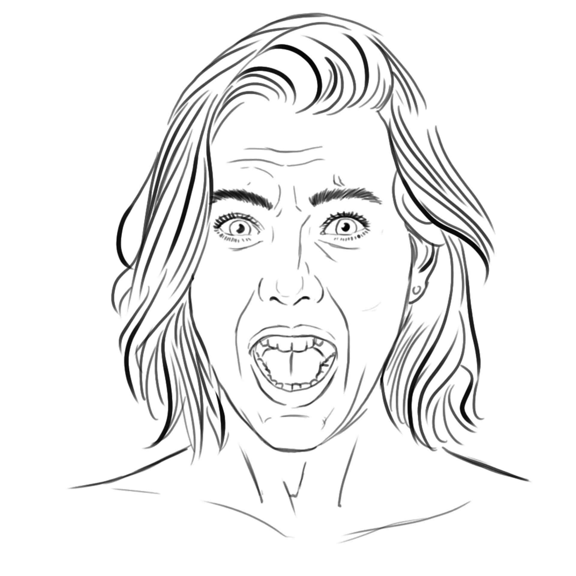 encrer son dessin de visage qui a peur