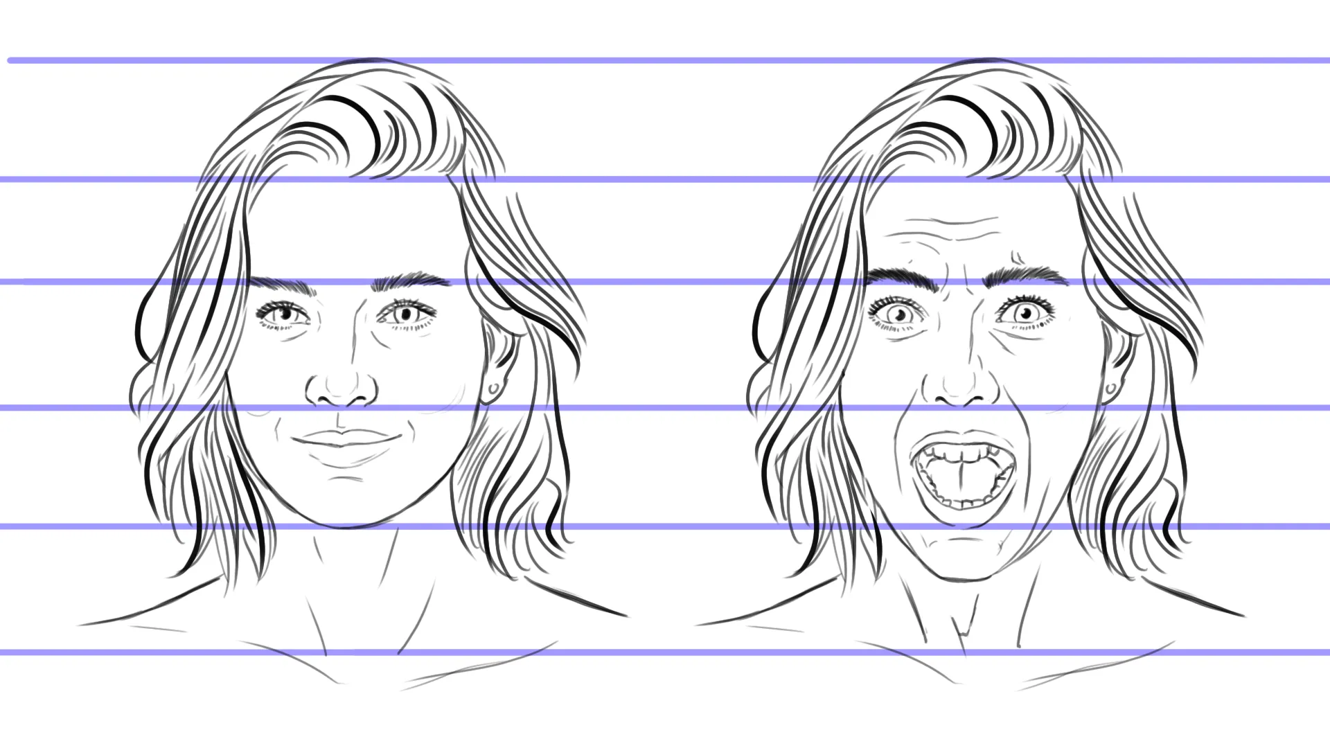 les proportions d’un visage qui a peur