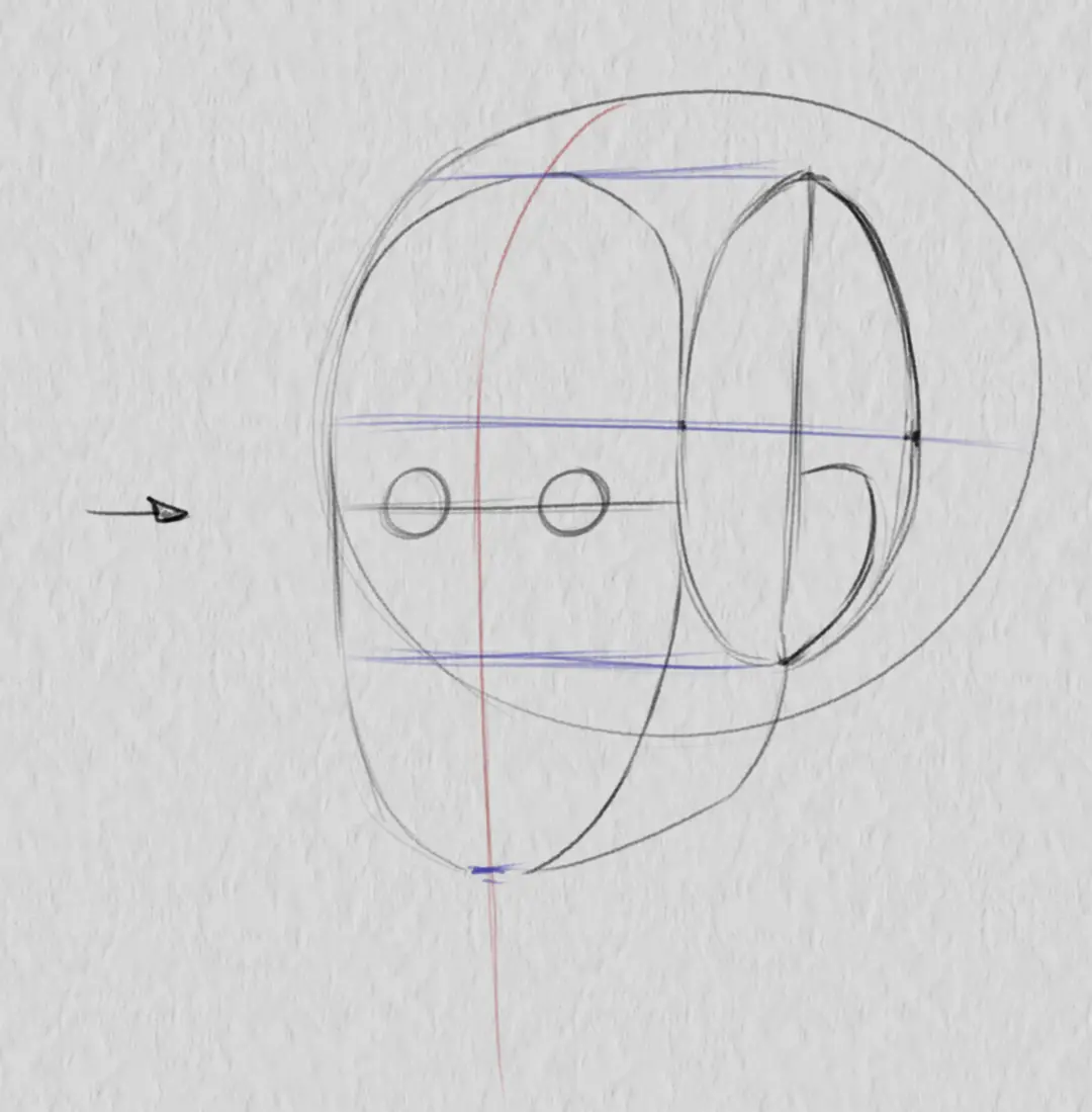 dessiner les yeux d’un visage de trois quarts