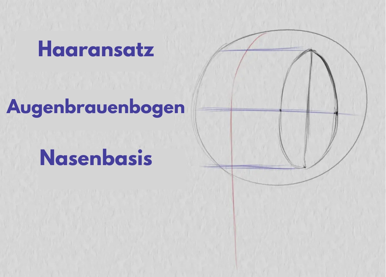 die Basis der Haare eines Dreiviertelgesichts zeichnen