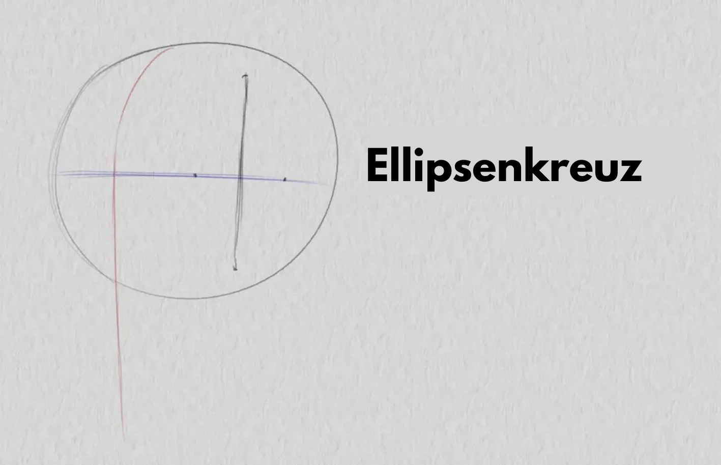 das Kreuz der Ellipse eines Gesichtes von drei Vierteln zeichnen
