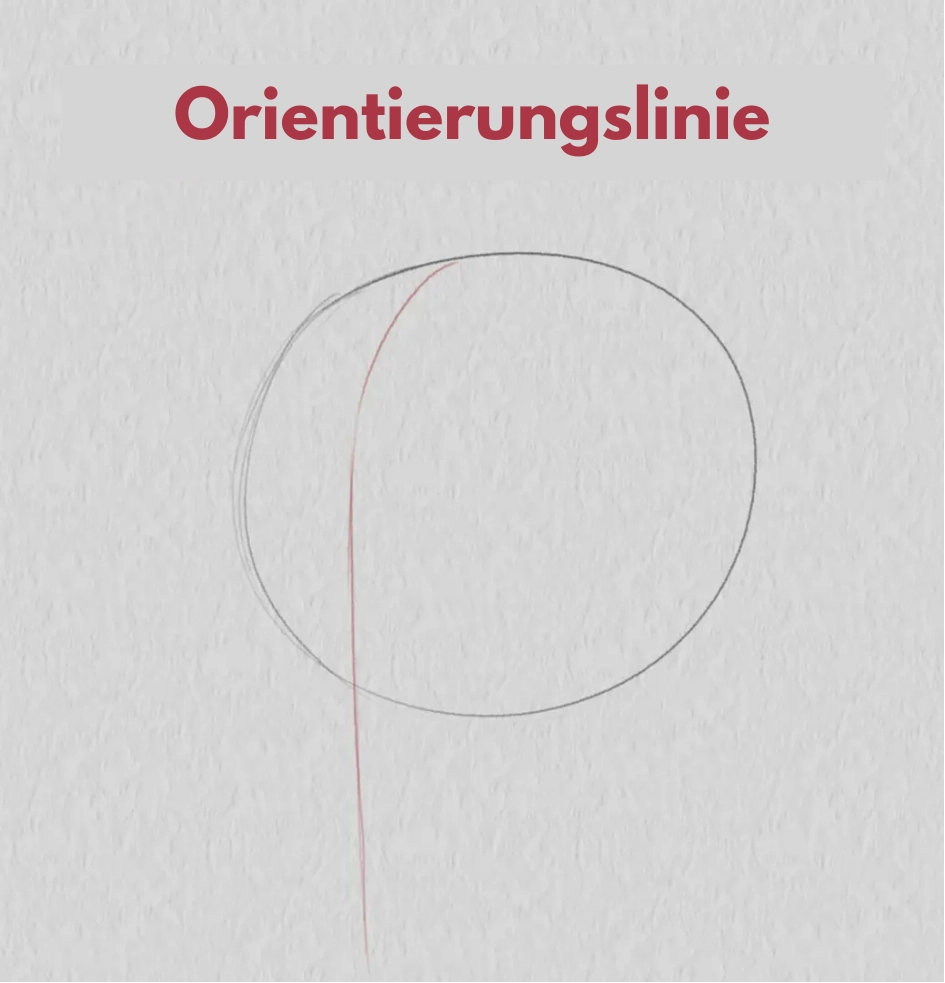 die Orientierungslinie eines Dreiviertelgesichts zeichnen
