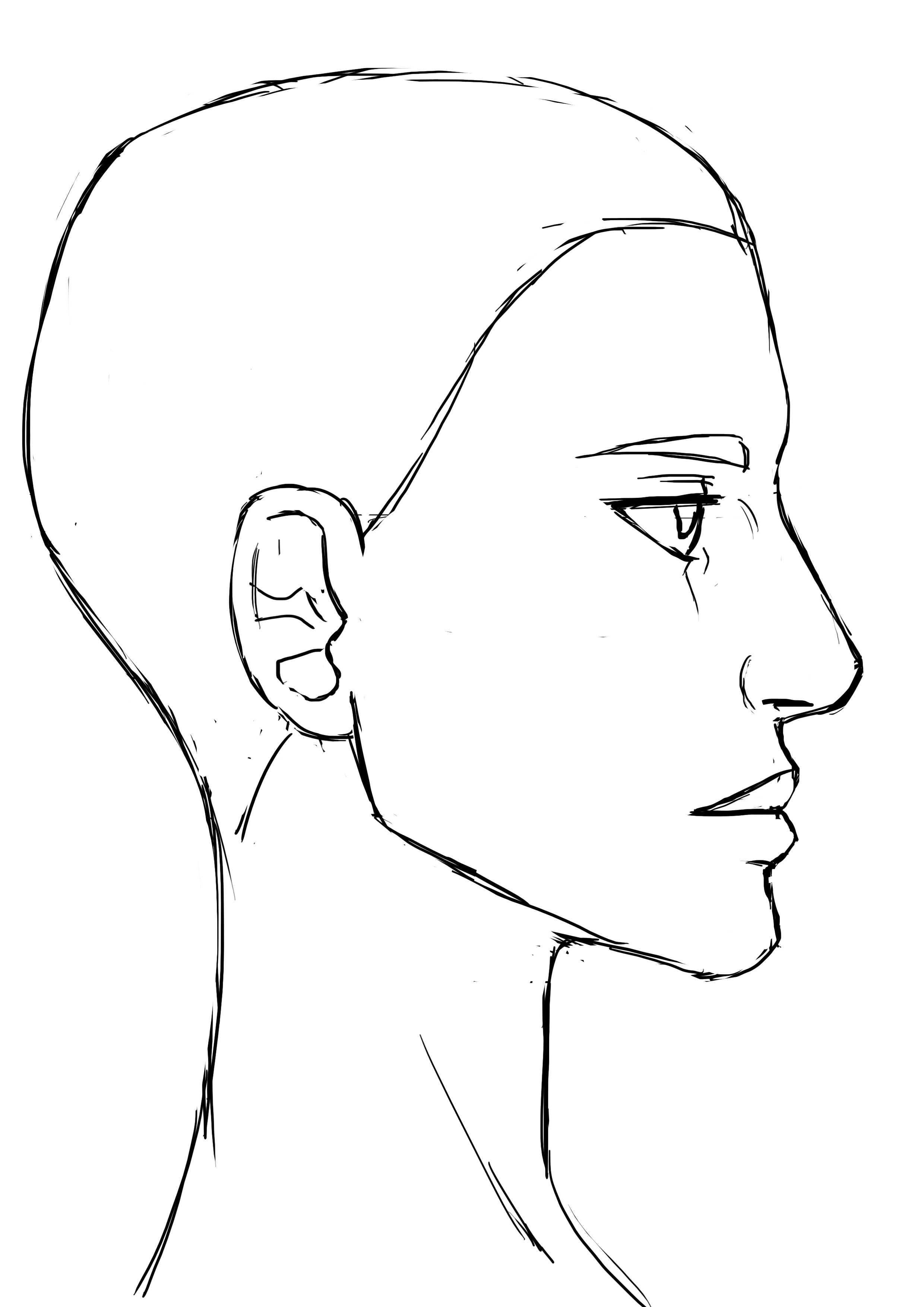 dessin d’un visage de femme de profil