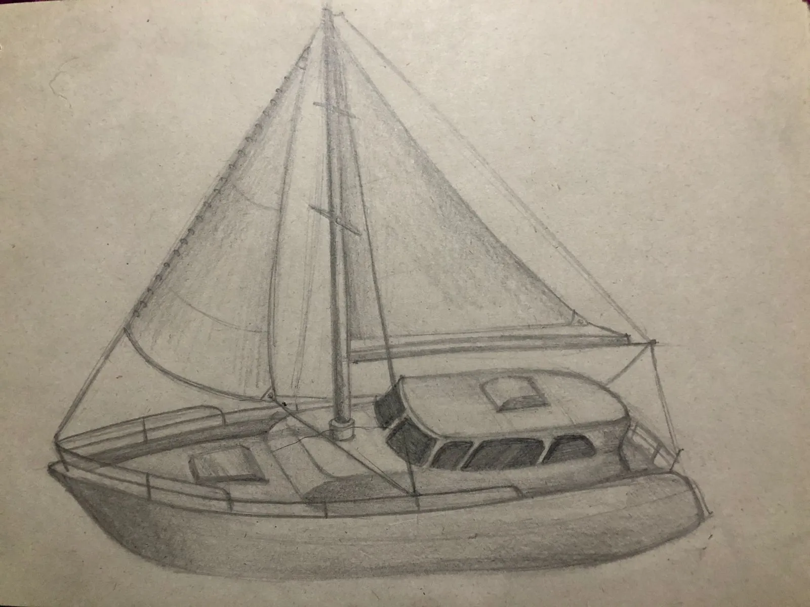 draw the shadows of a sailboat