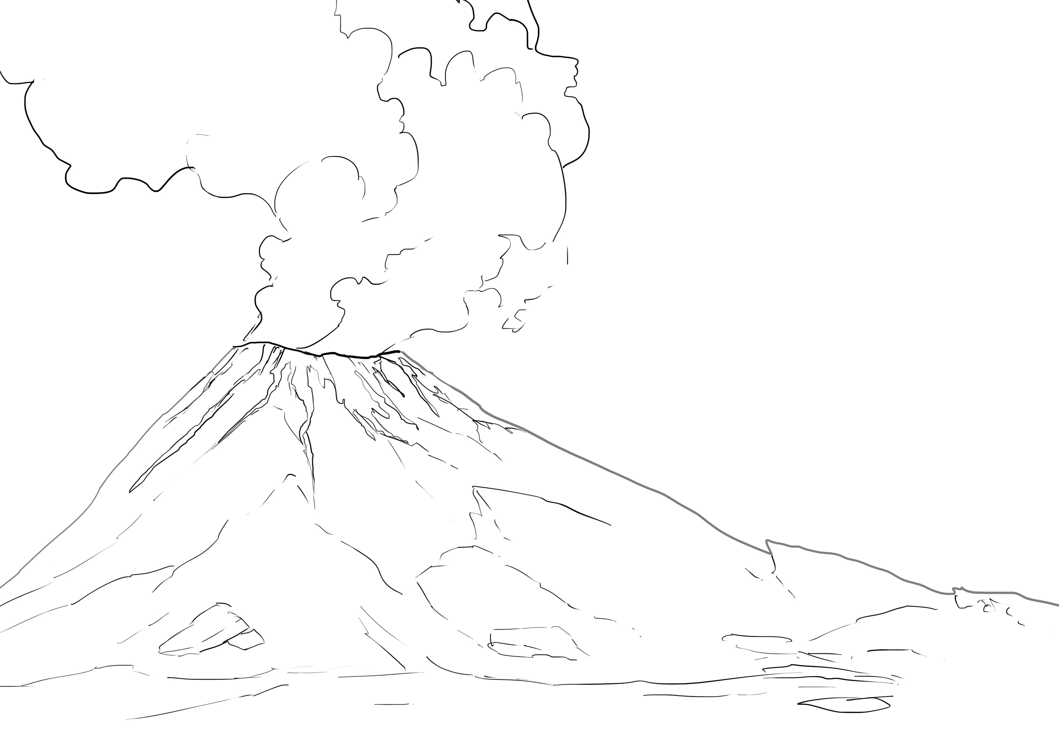 dessiner la lave du volcan