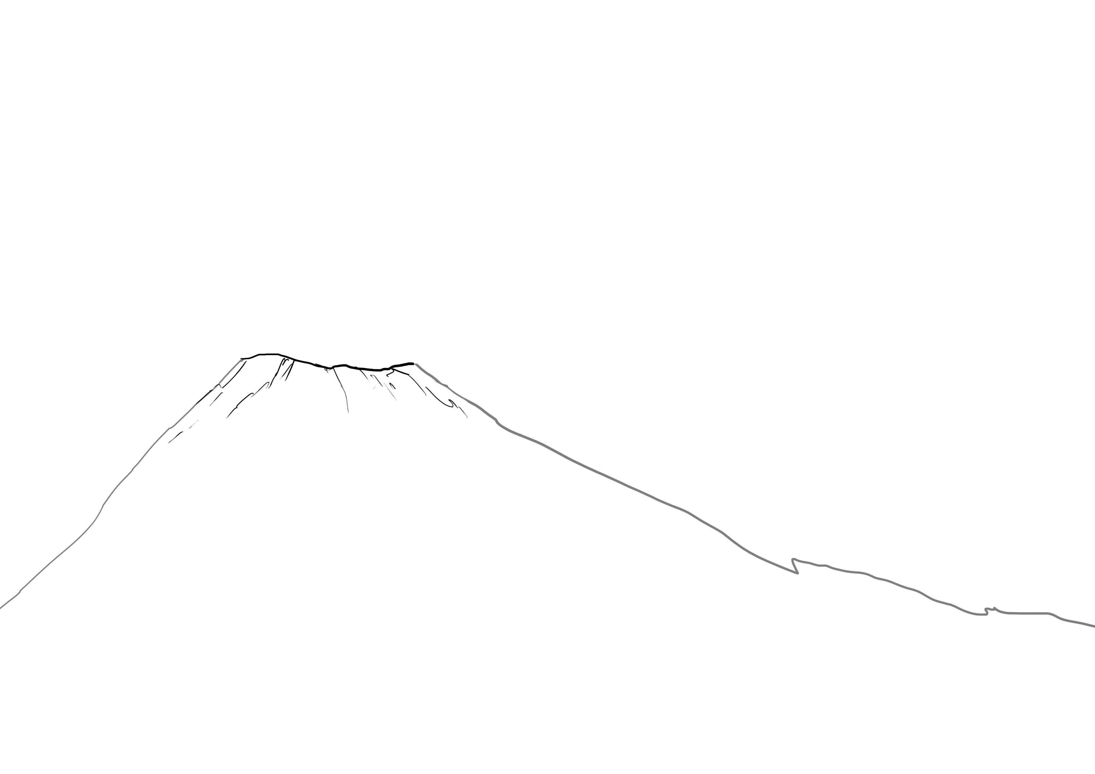 détails du dessin de la montagne du volcan