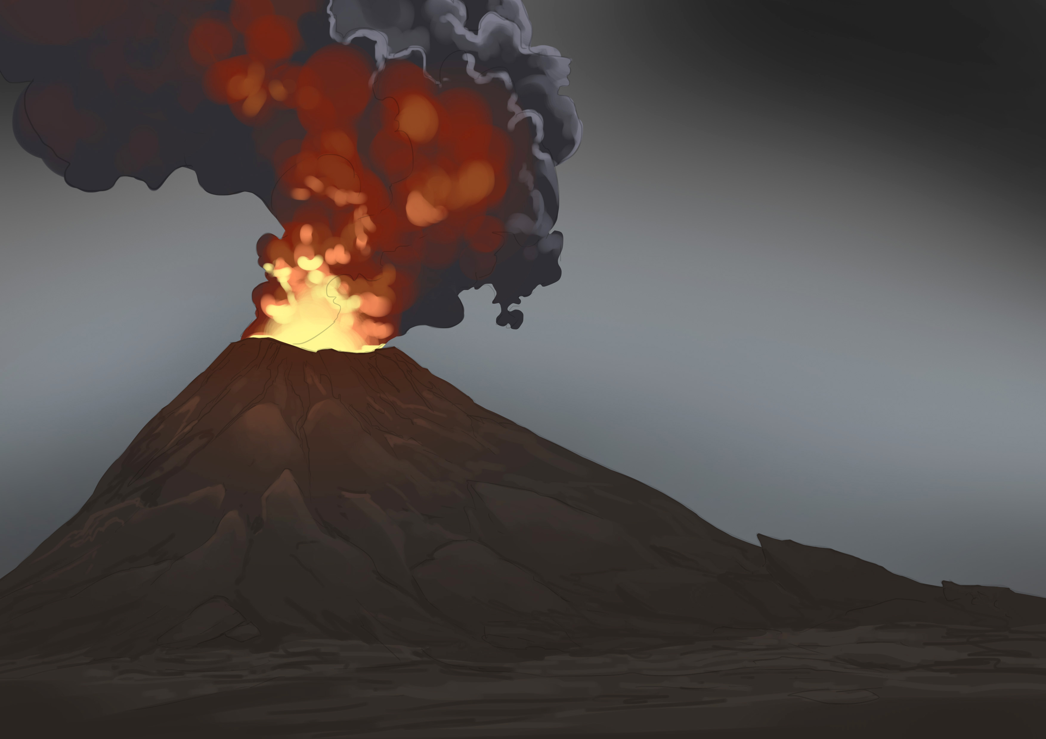 lumière de l’éruption du volcan 2