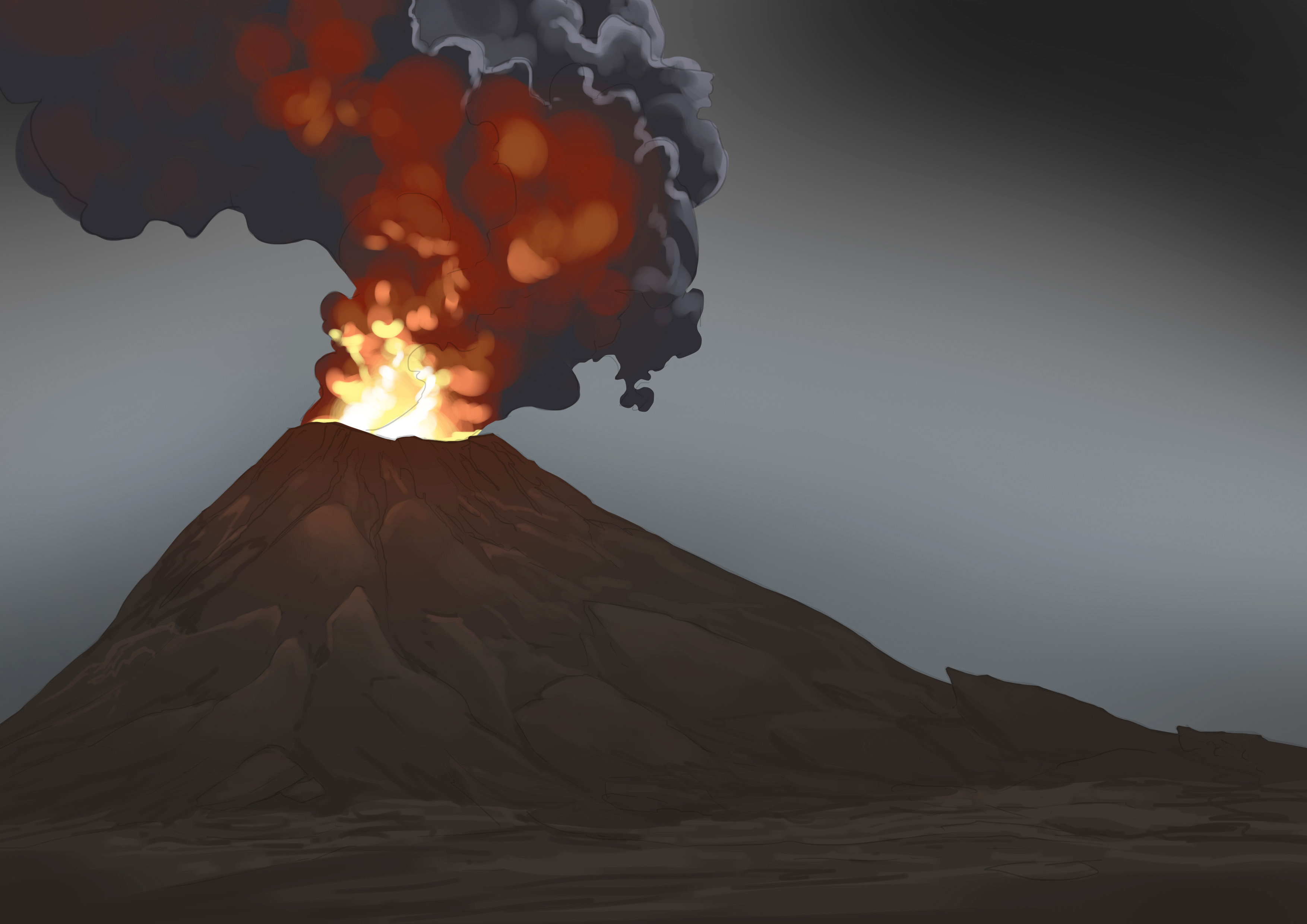 lumière de l’éruption du volcan 3