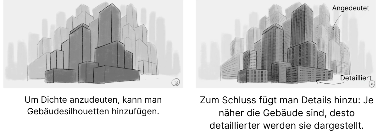 Stadt-Silhouetten in Perspektive zeichnen