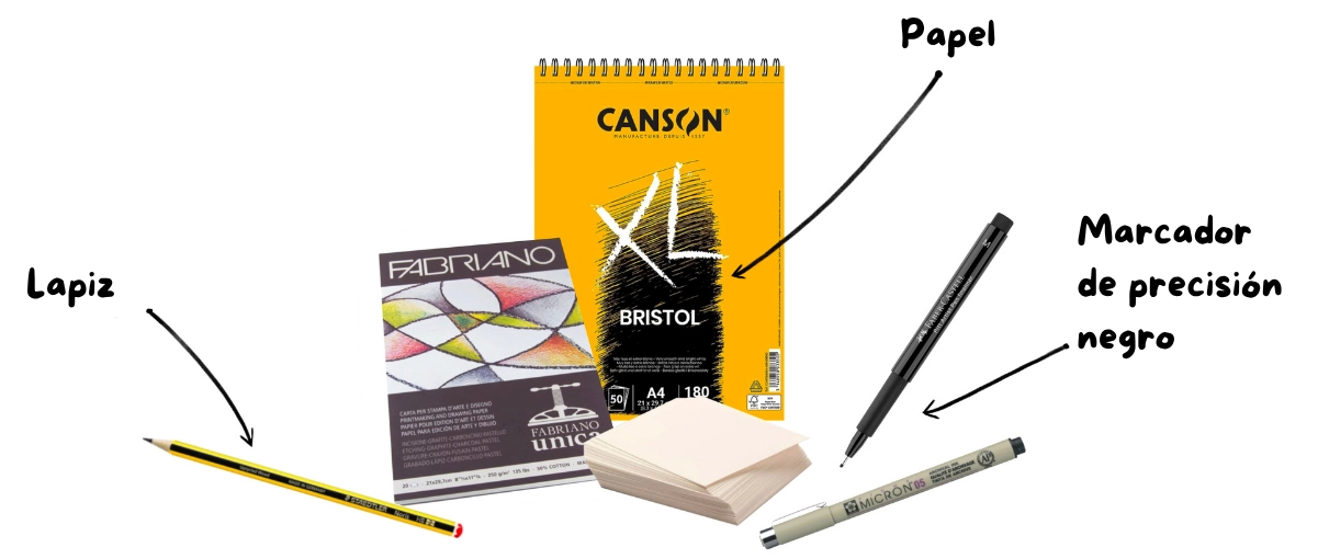 el material para dibujar el método Zentangle