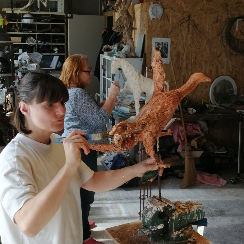 Stage Sculpture plâtre direct sur armature Grillagée